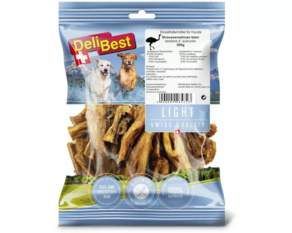 DeliBest Kausnack Light Straussen Sehnen klein, 200 g