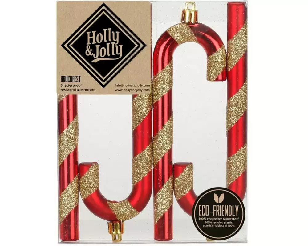 Holly & Jolly Zuckerstange 14 cm Festive Red, 4 Stück