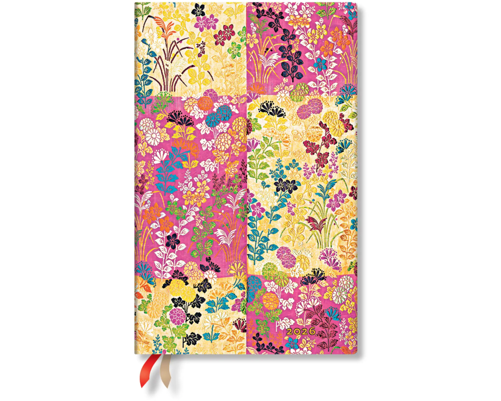 PAPERBLANKS Agenda Kara-ori Rose 2026 DF0936-9 1W/2S VER Maxi HC FR 13.5x21cm