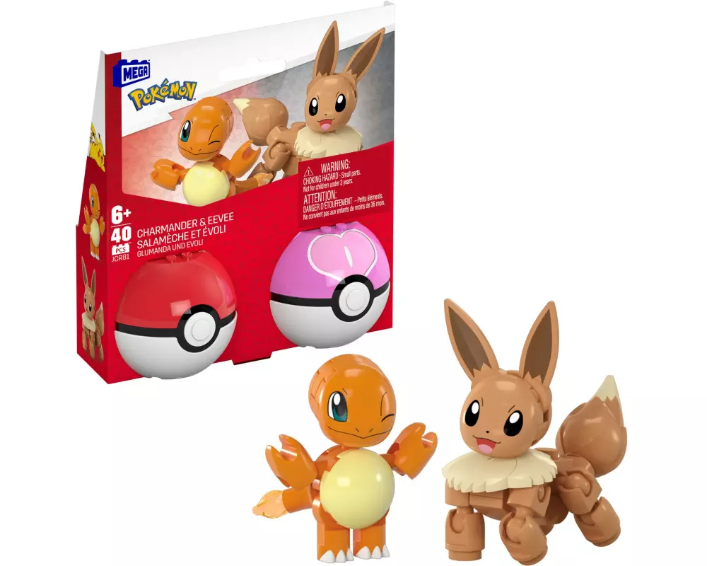 Mega Construx Pokémon Pokéball Set Evoli/Glumanda