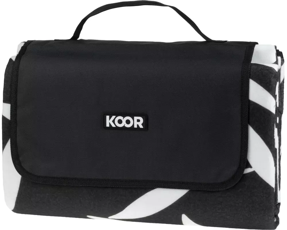 KOOR Picknickdecke Leaves, Schwarz/Weiss 200 x 200 cm