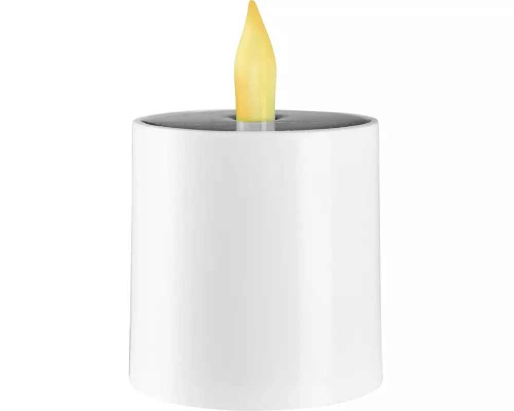 Star Trading LED-Kerze Solar Saul, Ø 7.3 x 11 cm, Weiss
