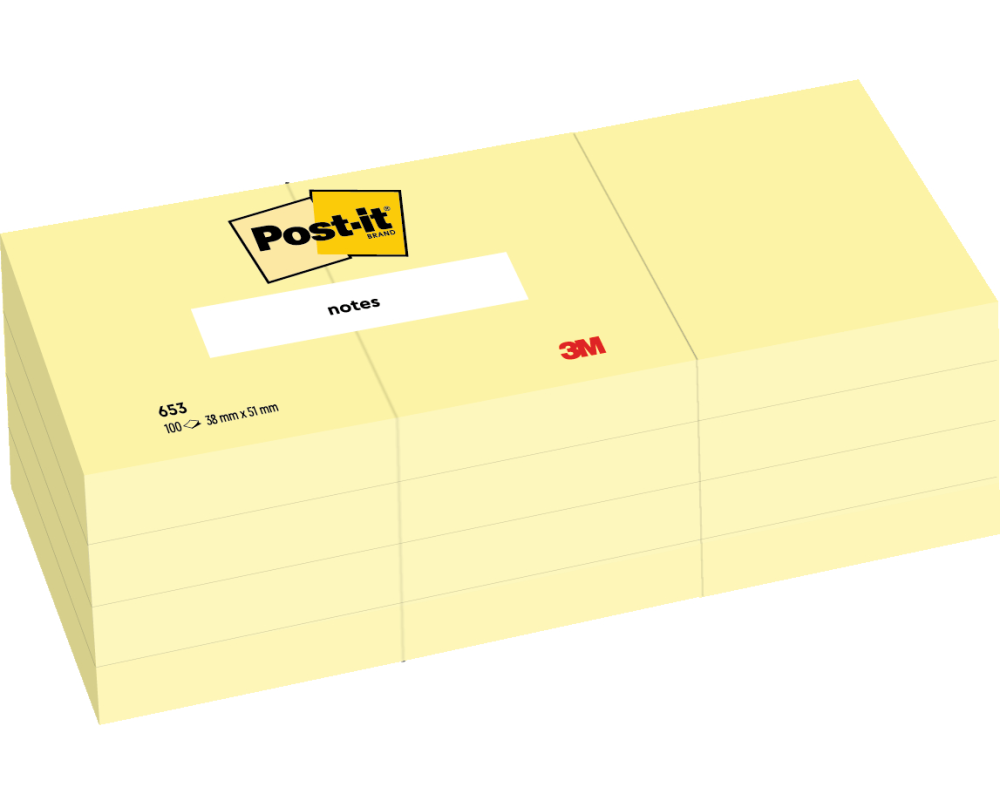 POST-IT Block 38x51mm 653 gelb 12 x 100 Blatt