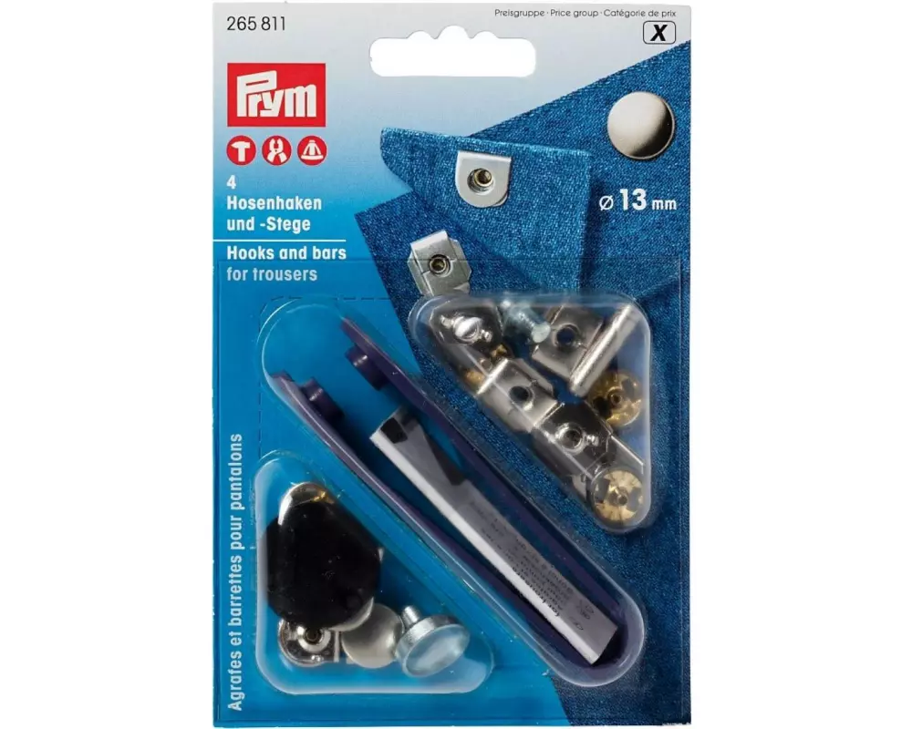 Prym Nähfrei-Hosenhaken und Stege 13 mm, 4 Stück