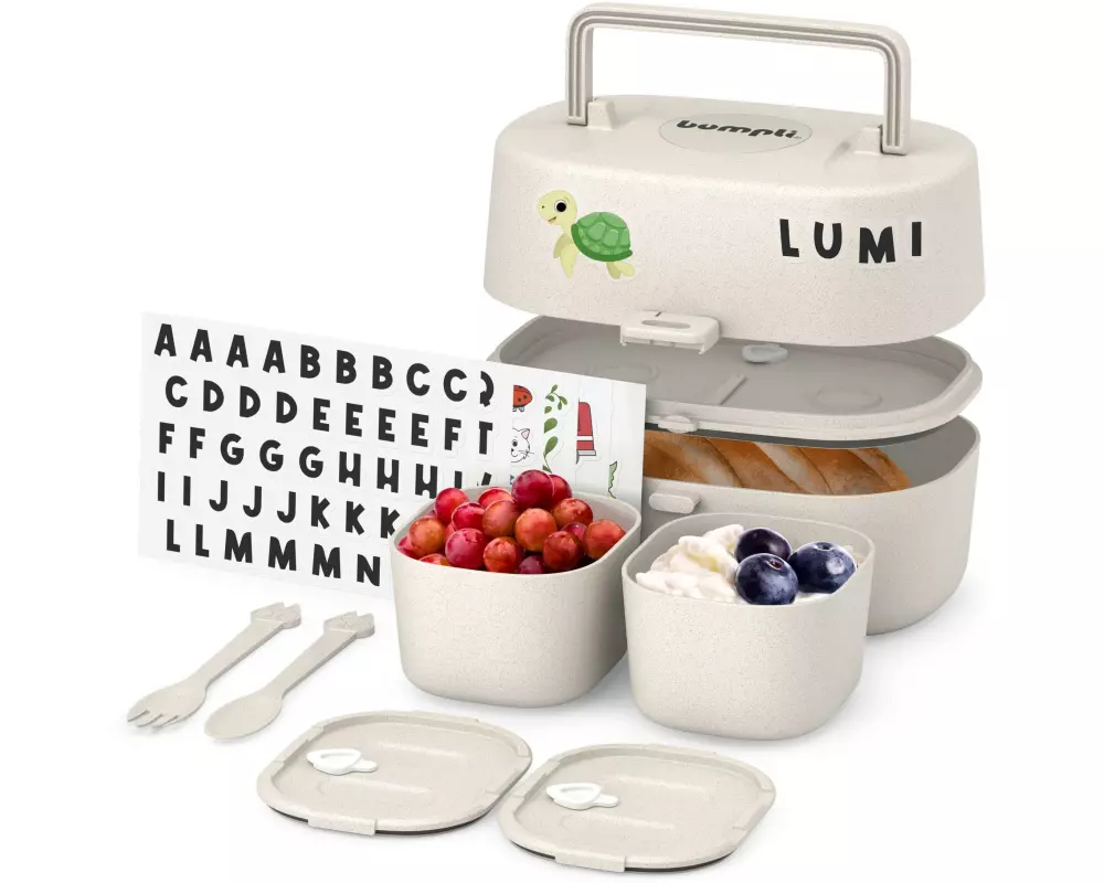 bumpli Lunchbox mit Sticker Set Beige