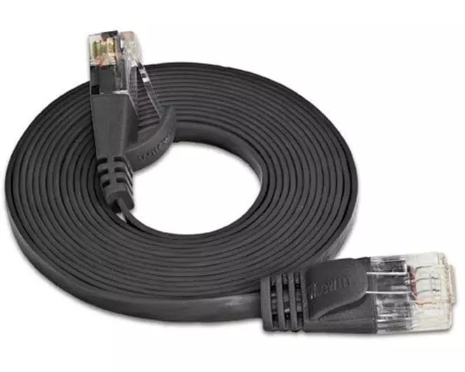 SLIM Slimpatchkabel RJ-45 - RJ-45, Cat 6, UTP, 15 m, Schwarz