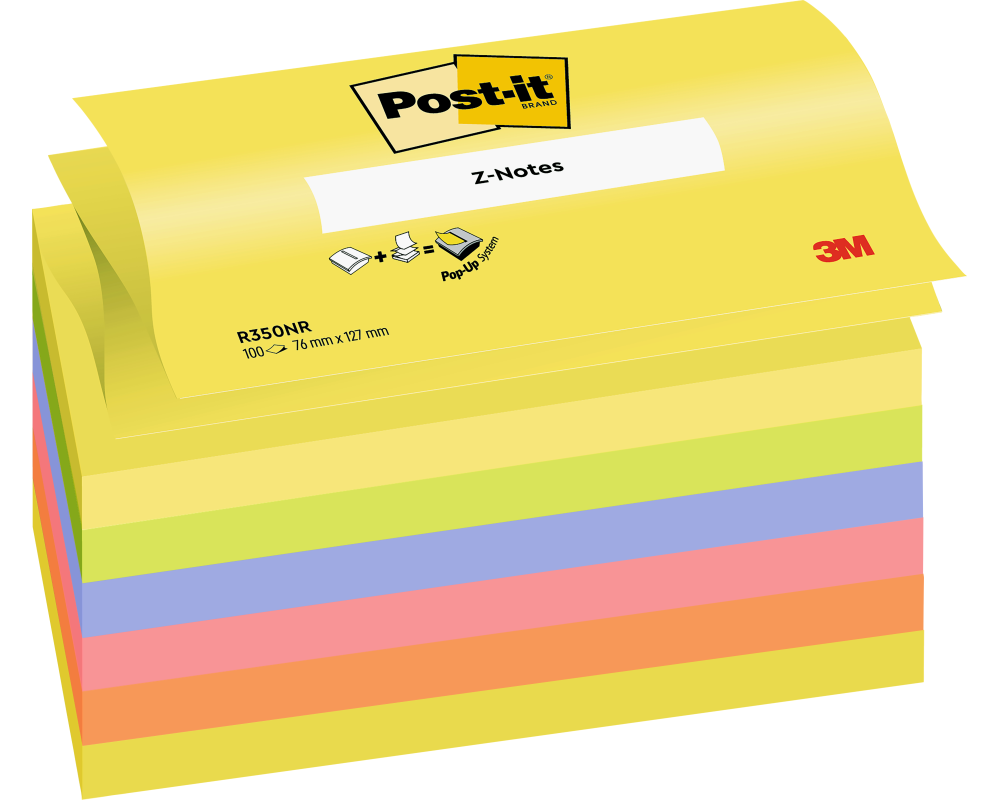 POST-IT Z-Notes neon 76x127mm R-350NRB rainbow 6x100 Blatt