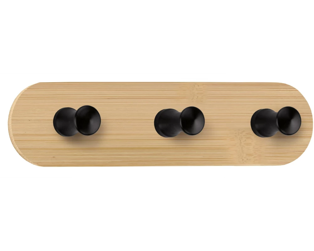 Kleine Wolke Wandgarderobe Bamboo Hook Trio 18 cm x 4.5 cm, Beige