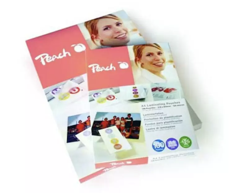 Peach Laminierfolie A4, 125 µm, 100 Stück, Glänzend, Selbstklebend