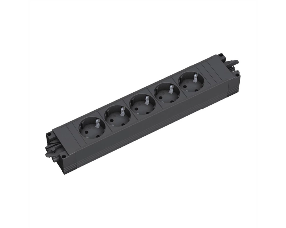 BACHMANN STEP BASE Schutzkontakt, 5x CEE7/3, schwarz