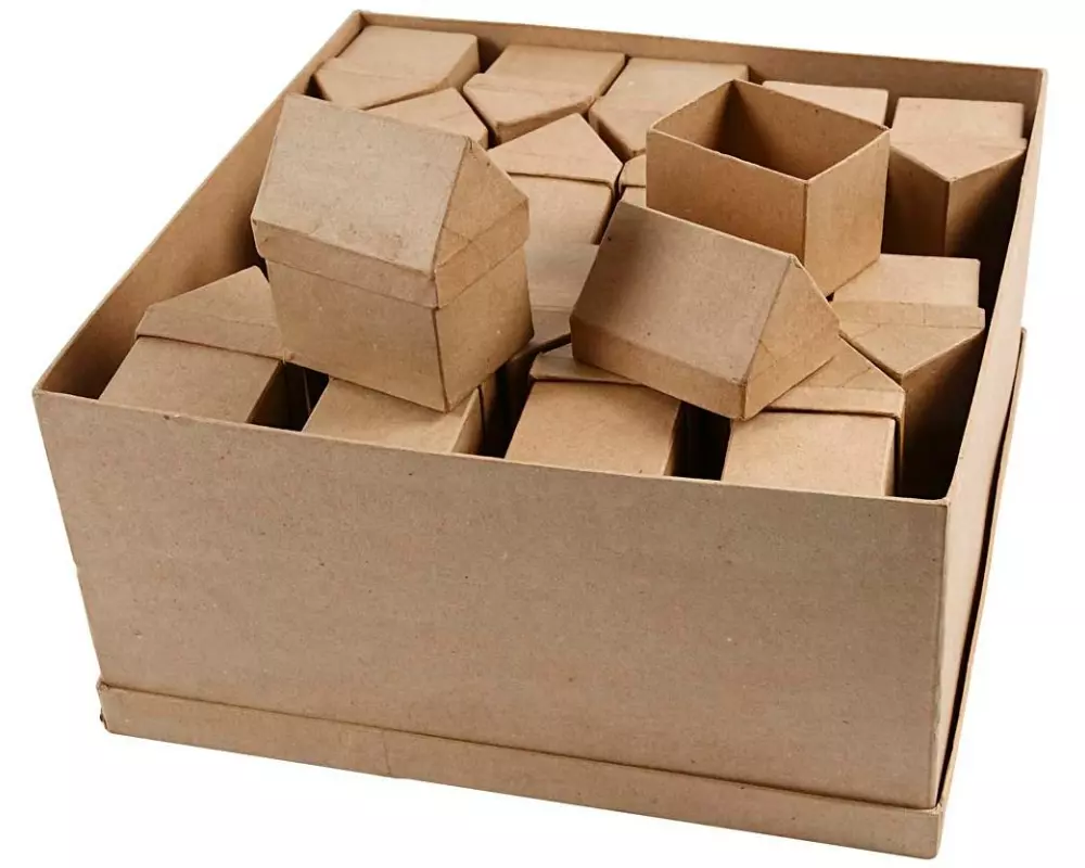 Creativ Company Papp-Schachtel Häuser 40 Stück, Braun