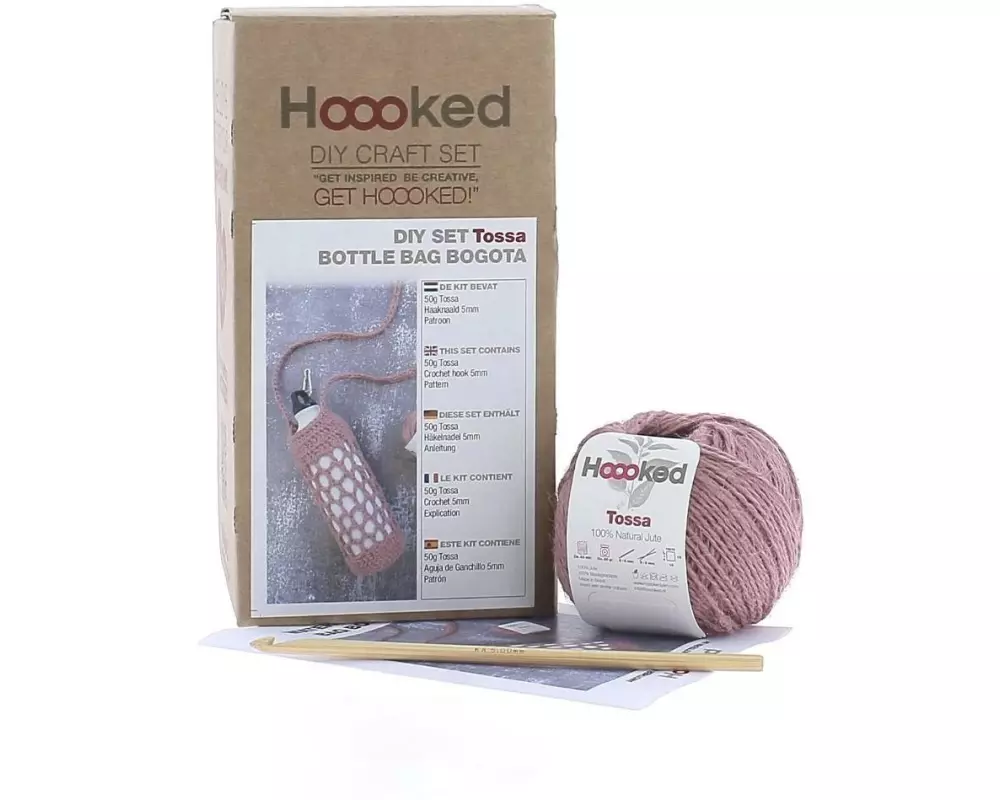 Hoooked Häkelset Bogota Flaschenbeutel Tea Rose