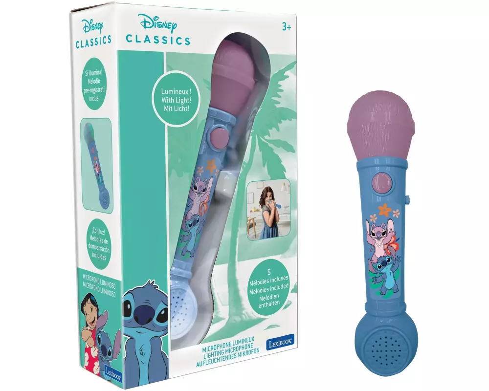 Lexibook Disney Stitch Mikrofon mit Melodien, Licht und Soundeffekte