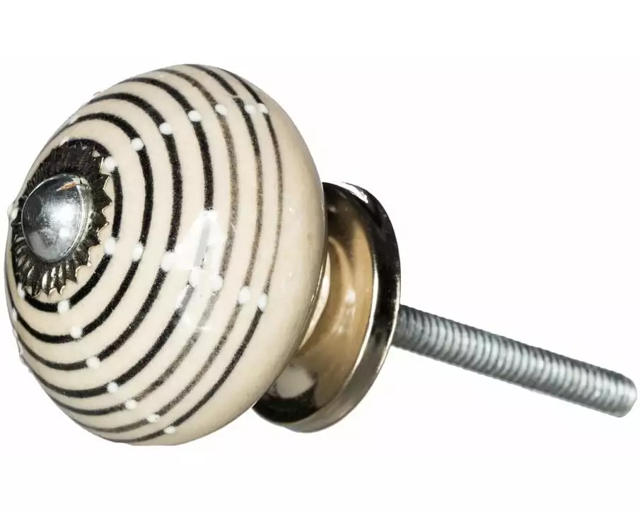 Tranquillo Möbelgriff handgemacht, Ø 4 cm, Beige/Silber