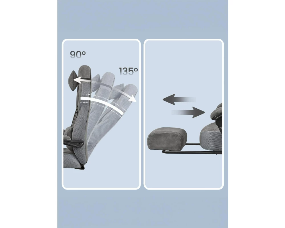 Songmics Gaming-Stuhl Velourslederimitat, Schiefergrau, bis 150 kg