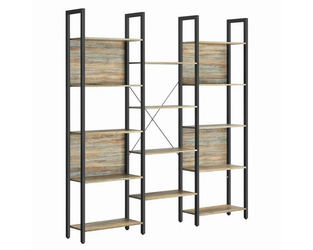 VASAGLE Regal 14 Ablagen 158 x 166 cm, Braun/Schwarz