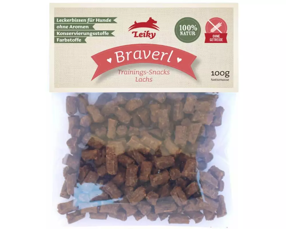 Leiky Snack Braverl Lachs, 100 g