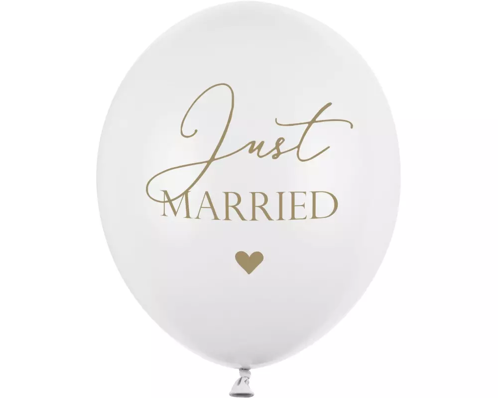 Partydeco Luftballon Just Married Weiss/Gold Ø 30 cm, 6 Stück