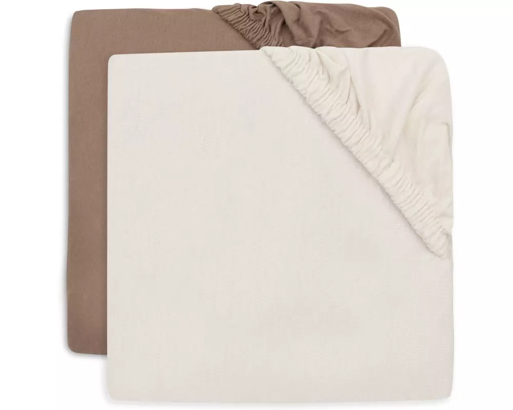 Jollein Fix-Leintuch 2er Set 40/50 x 80/90 cm, Milky Coffee/Ivory