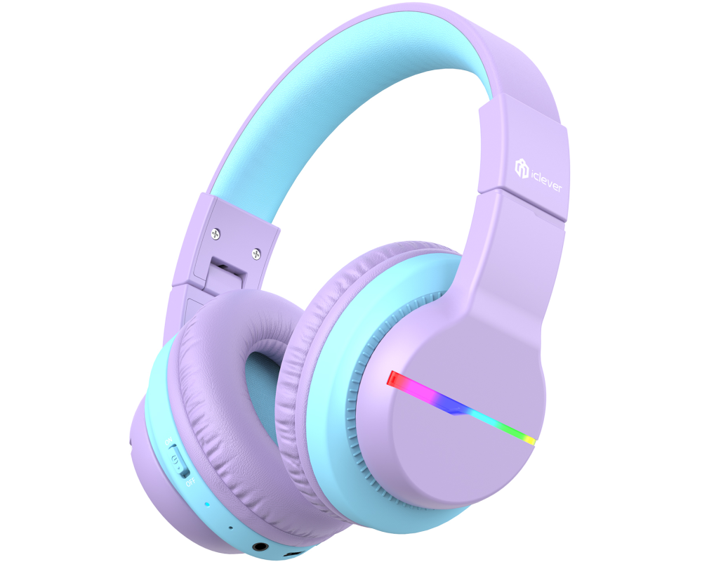 ICLEVER Headphones Kids BT LED C03-1702N-11 74/85/94 dB, 55h purple