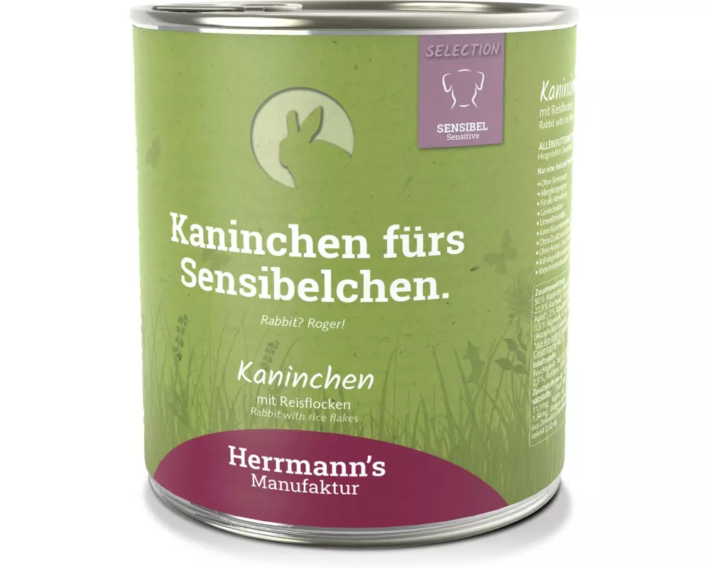 Herrmann's Nassfutter Kaninchen mit Reisflocken 800 g