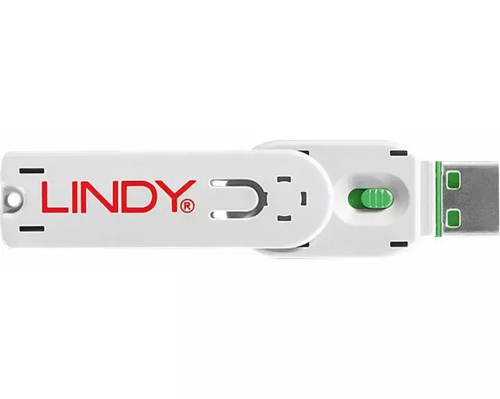 LINDY USB Locks 4xGREEN+Key 4 locks+1 key colour code GREEN