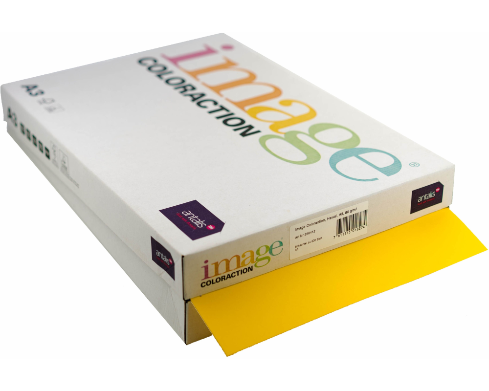 IMAGE COLORACTION Kopierpapier Hawaii A3 266412 80g, intensivgelb 500 Blatt