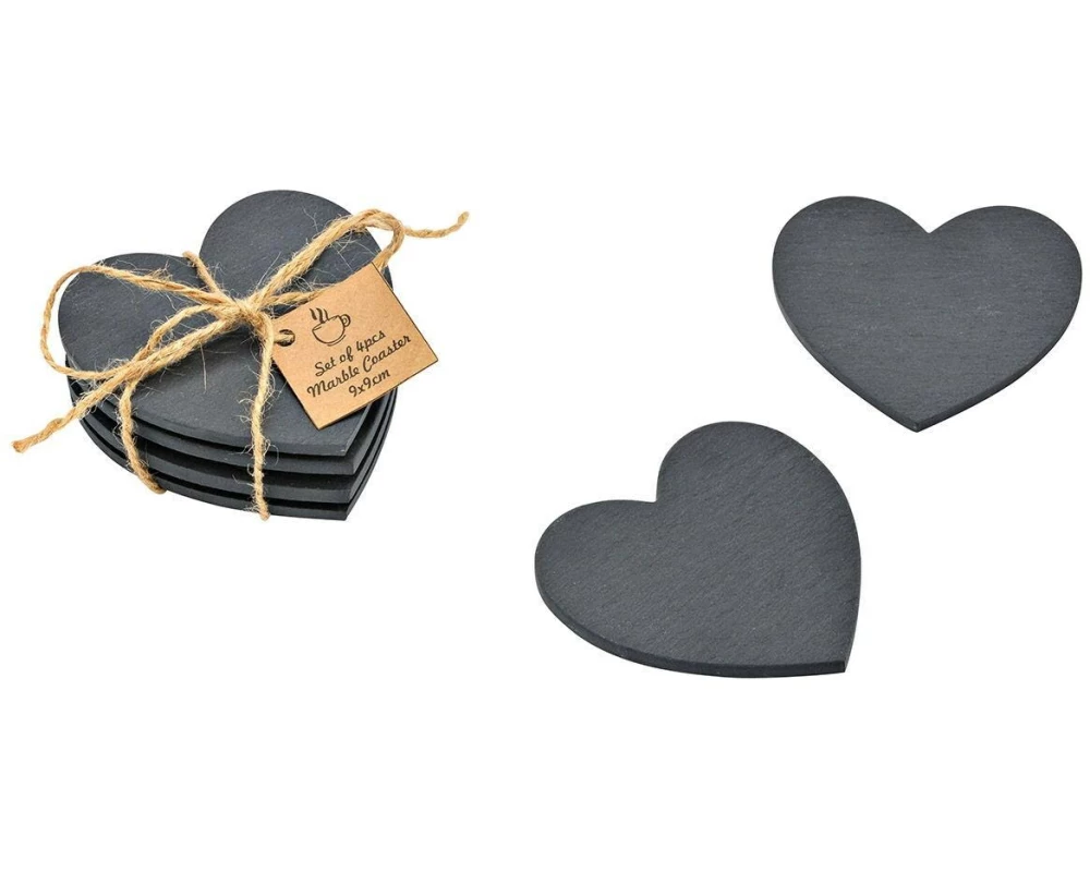 G. Wurm Glasuntersetzer Herz 10 cm, 4 Stück, Grau