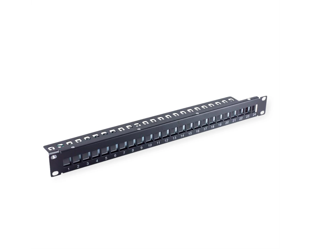 VALUE 19-Zoll-Keystone-Modulträger, 24 Ports, 1HE, geschirmt, schwarz