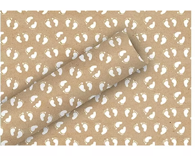 Braun + Company Geschenkpapier By Nature Kraft Baby Feet 2 m x 70 cm
