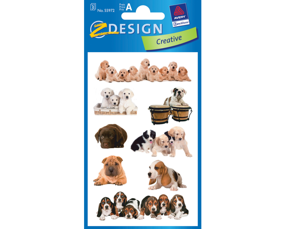Z-DESIGN Sticker Creative 55972 Hundekinder 3 Stück
