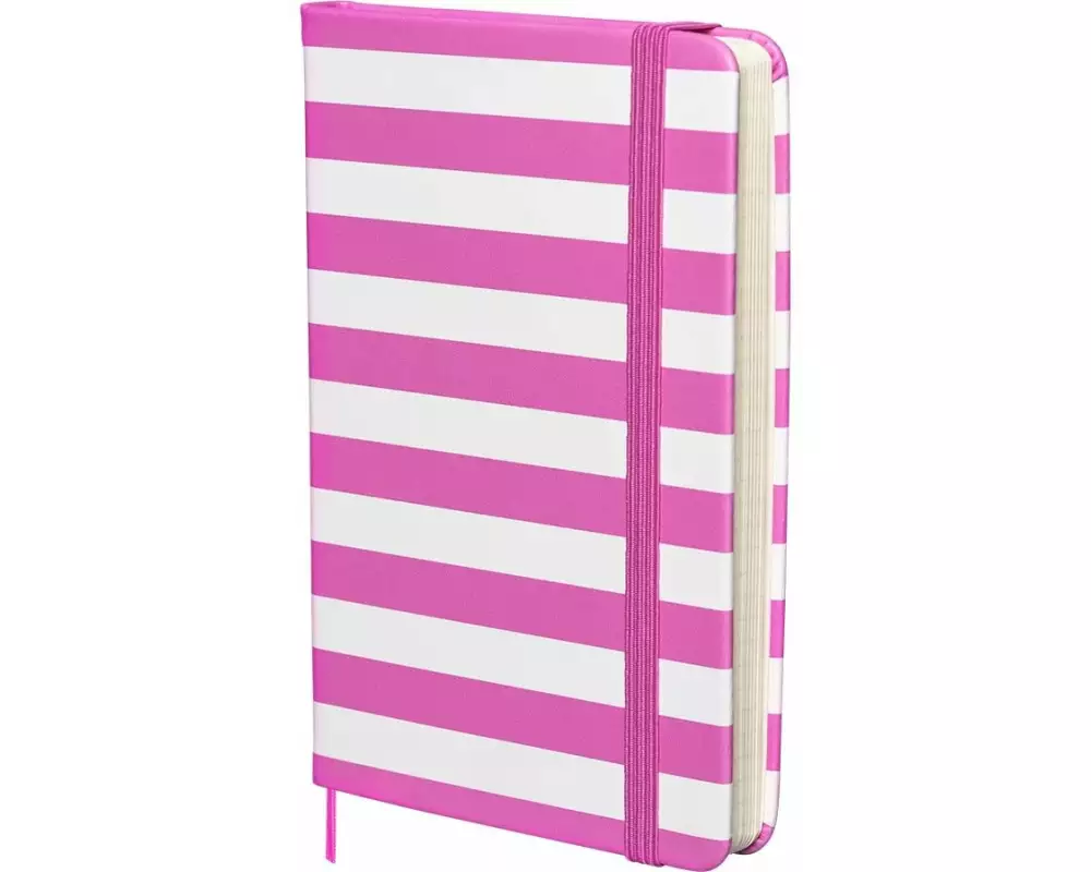 Kolma Notizbuch A6 Stripy, Kariert, Flamingo/Weiss