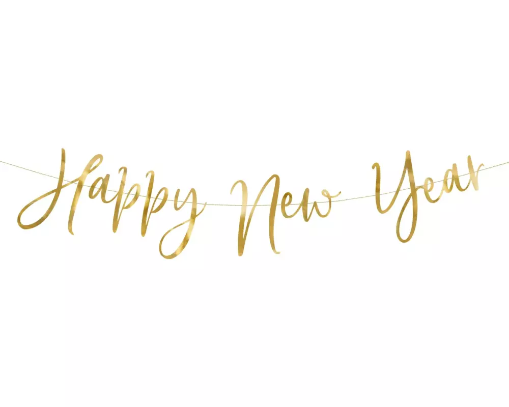 Partydeco Girlande Happy New Year 66 x 18 cm, Gold
