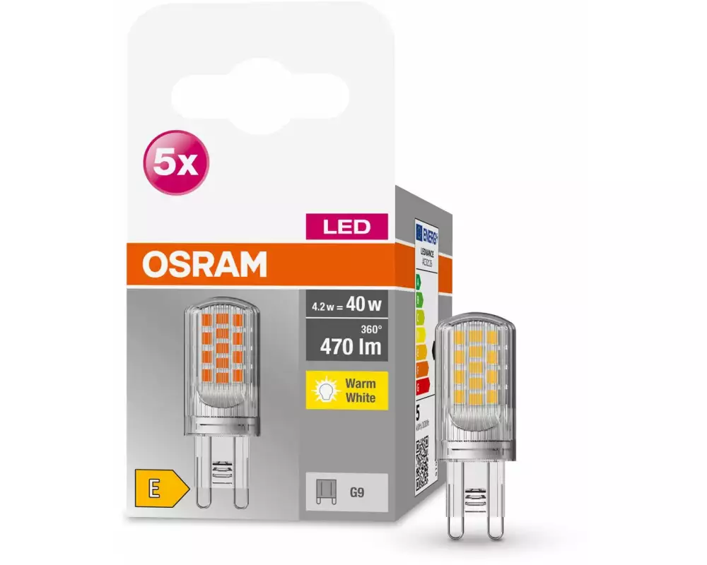 OSRAM Lampe Base Pin 40, 4.2W, G9, Warmweiss (WW)