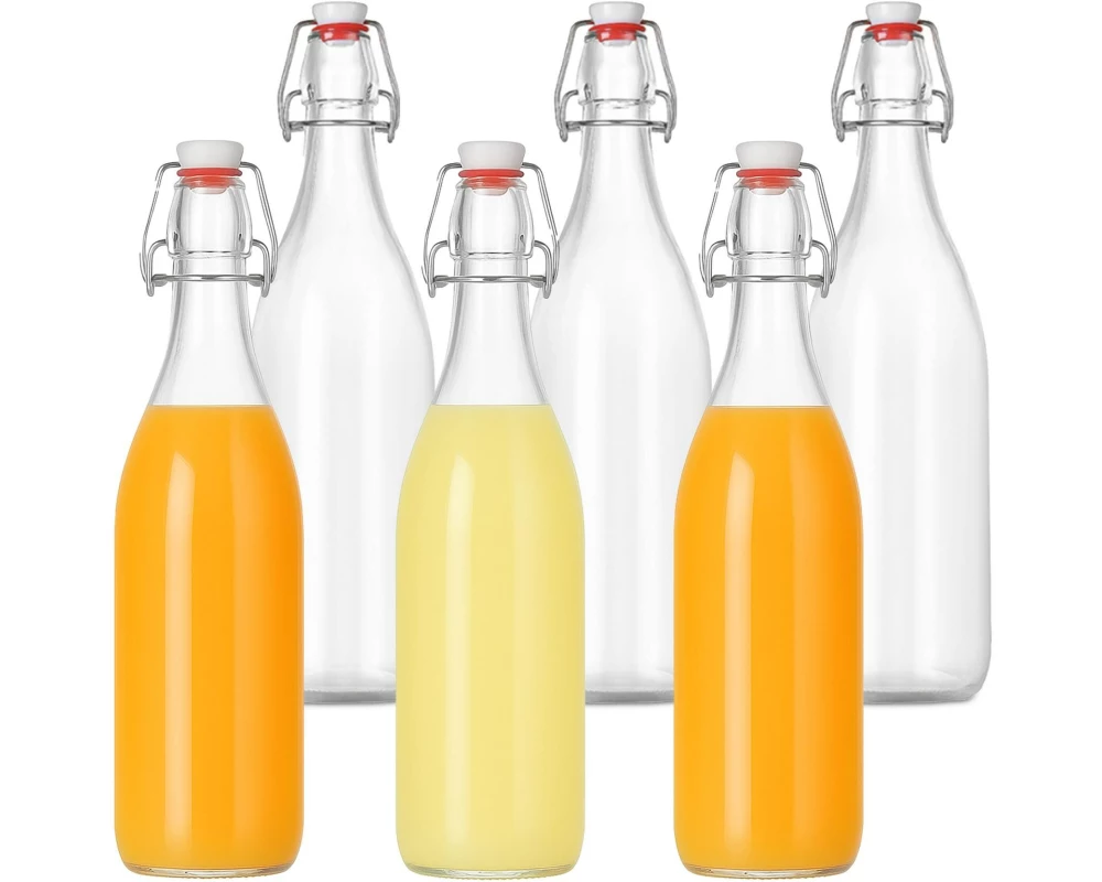 relaxdays Einmachflasche mit Bügelverschluss 1000 ml, 6 Stück