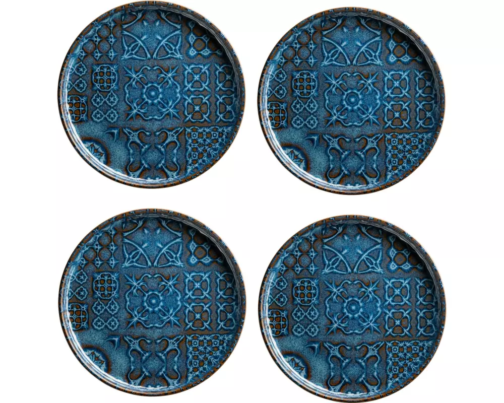 Mäser Frühstücks- & Dessertteller Tiles UNO 22 cm, 4 Stück, Blau