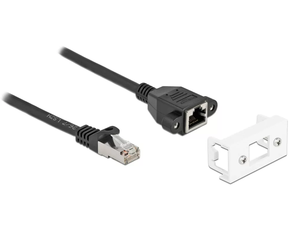 Delock Patchkabel für Easy 45 Modul Cat 6A, S/FTP, 5 m, Schwarz