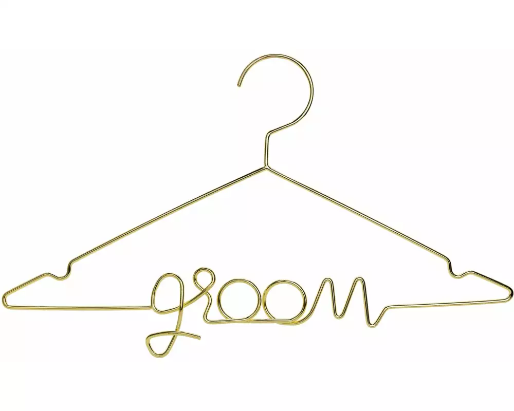 Partydeco Hochzeitsaccessoire Kleiderbügel Groom 45 x 27 cm, Gold