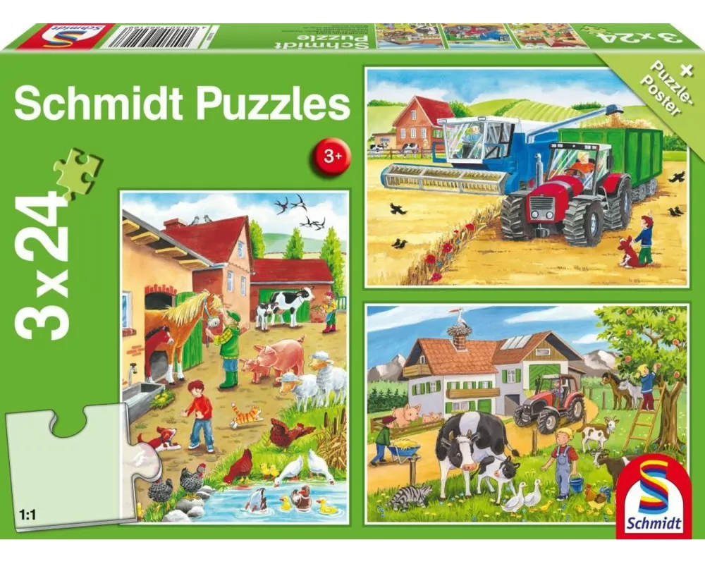 Auf dem Bauernhof. 3 x 24 Teile Puzzle