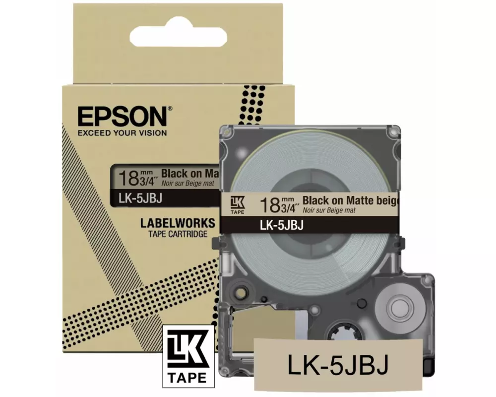 EPSON Matte Tape Beige/Black, 18mm, 8m, LK-5JBJ