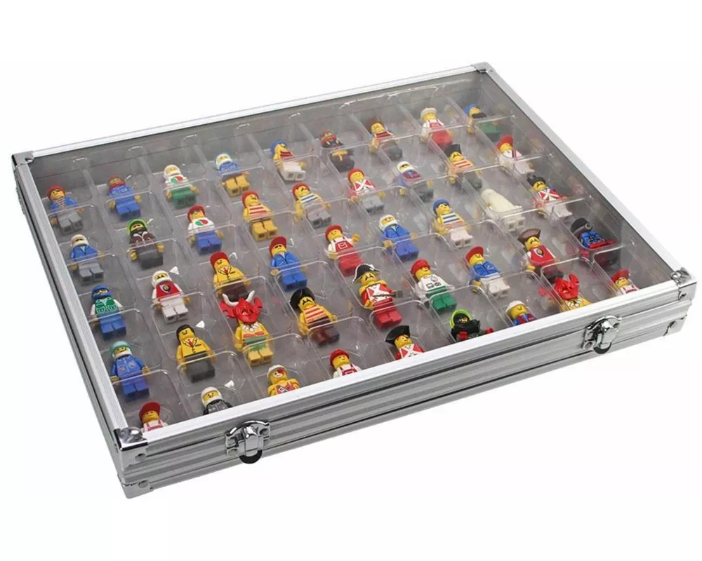 Sammelvitrine Alu mit 45 Fächern