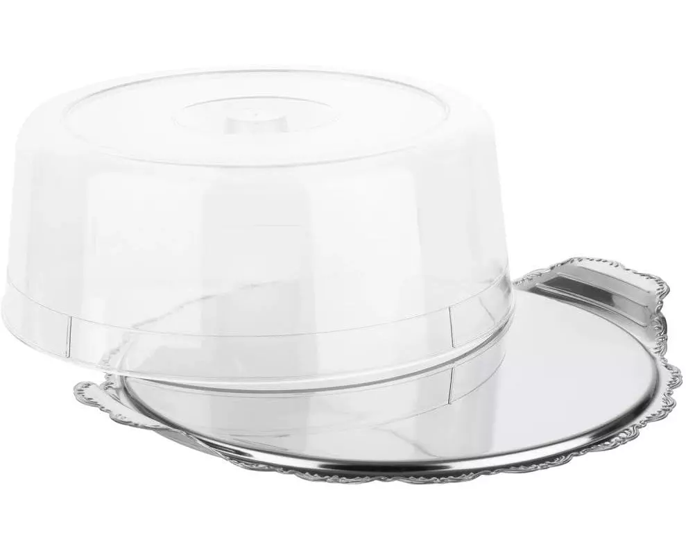 APS Tortenplatte 2-tlg. Barock Transparent/Silber/Weiss