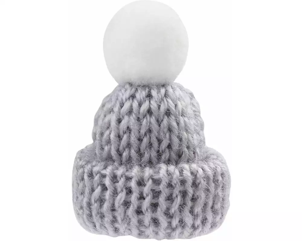 HobbyFun Mini-Utensilien Strick Mütze 2 Stück, Hellgrau