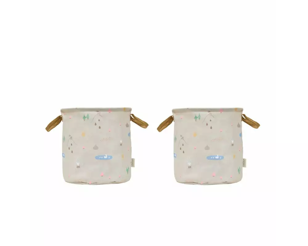 OYOY Spielzeugkorb Deer & Duck 2 Stück, 32 x 32 cm, Beige