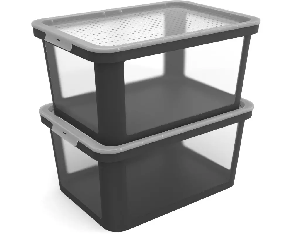 Rotho Aufbewahrungsbox ALBRIS Schwarz 2 tlg.