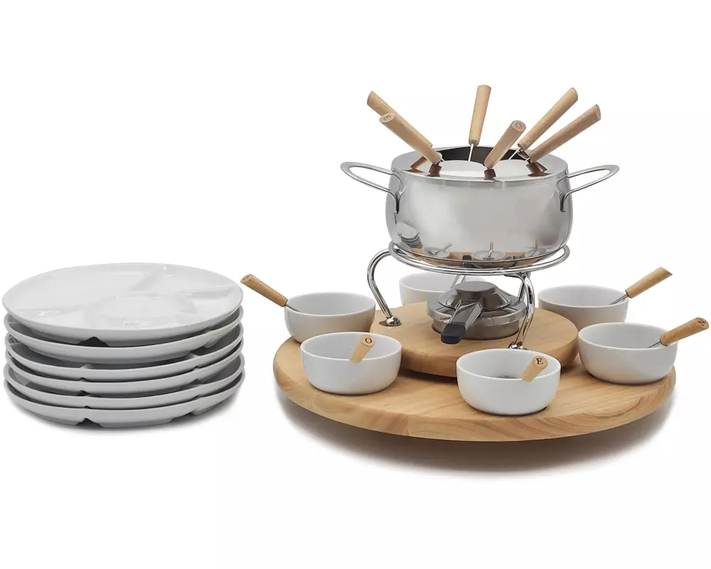 OHMEX Fondue-Set OHM-FND-2229 29 Teile, Braun/Silber