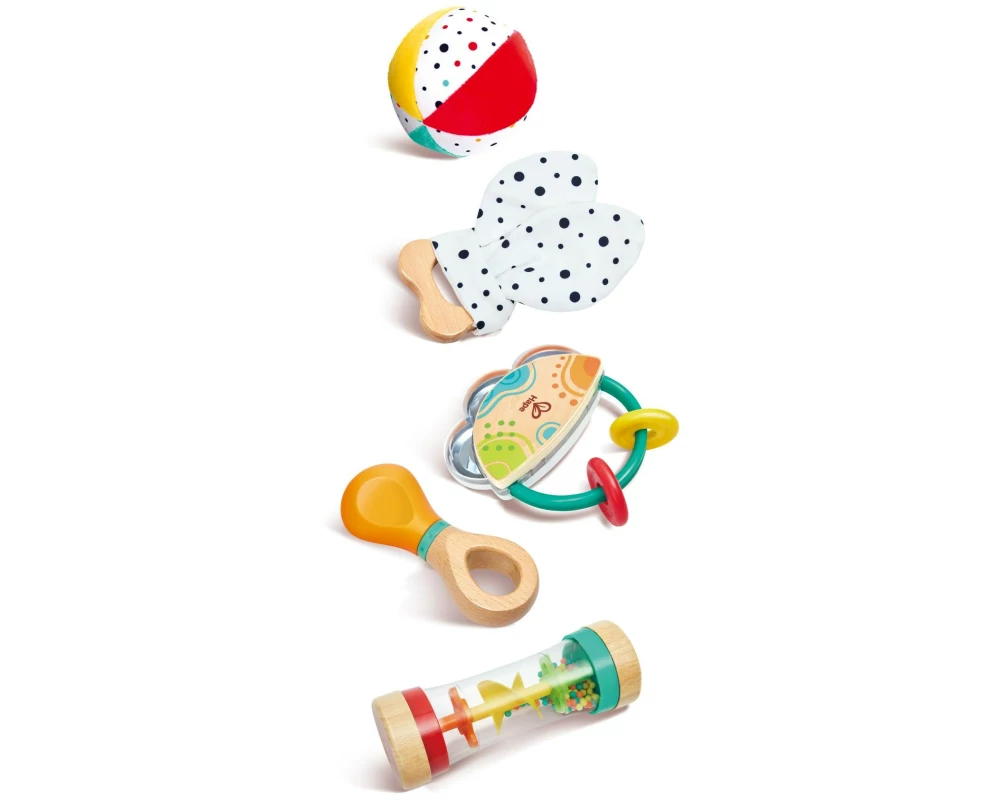 Hape Musikspielzeug 5-in-1-Baby-Sensorik-Set 5-tlg