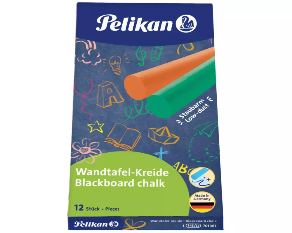 Pelikan Wandtafelkreide 745/12, 12-teilig, Mehrfarbig
