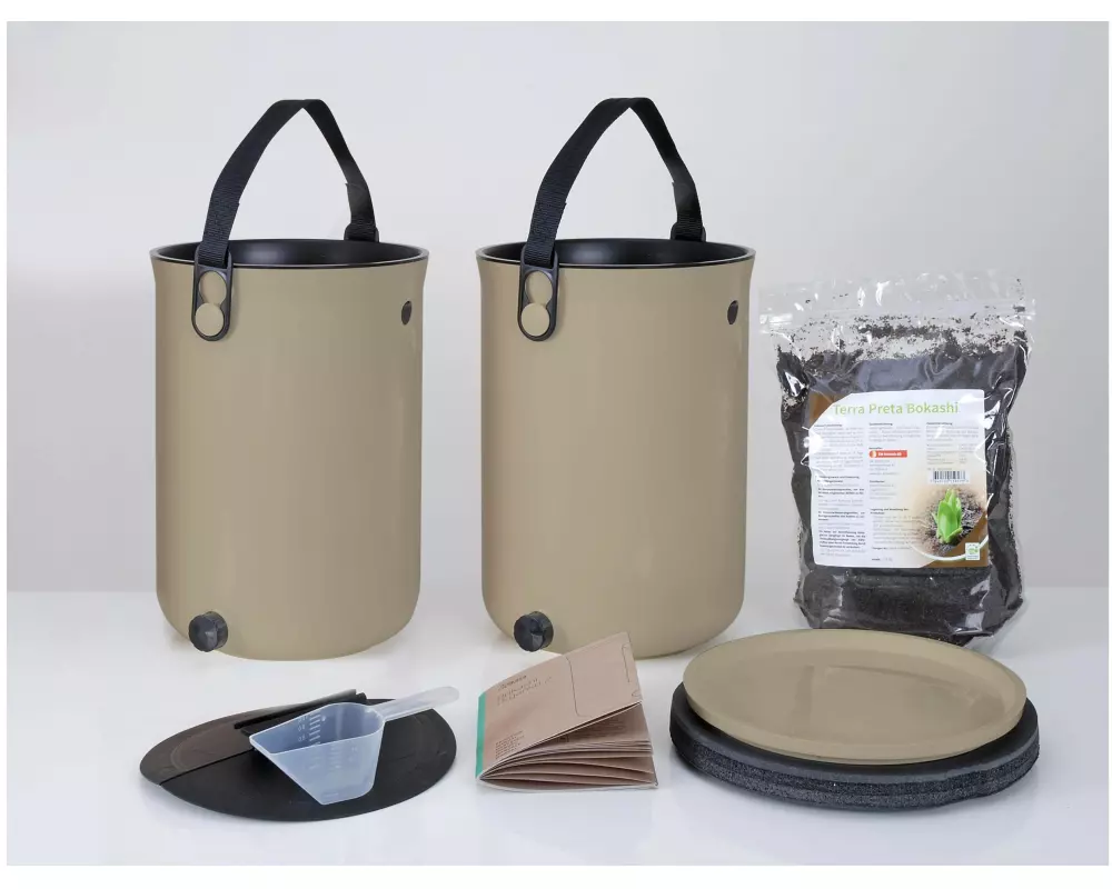 Bokashi Komposter Organko 2, 2er-Set, Beige