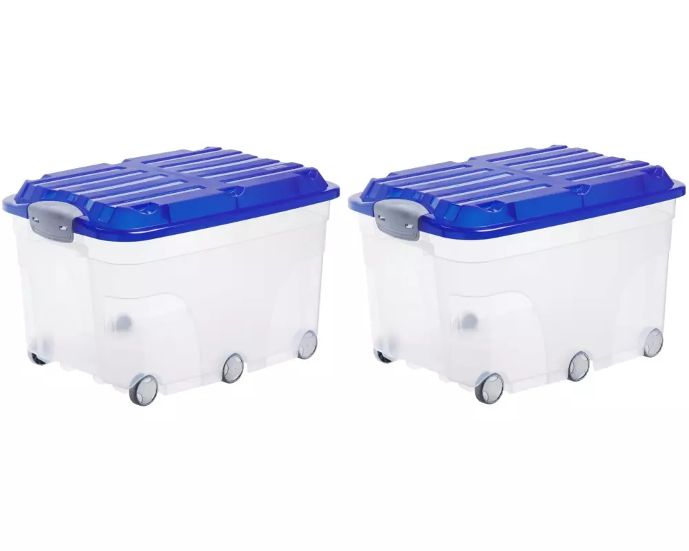 Rotho Aufbewahrungsbox 2 Stück, Blau/Transparent